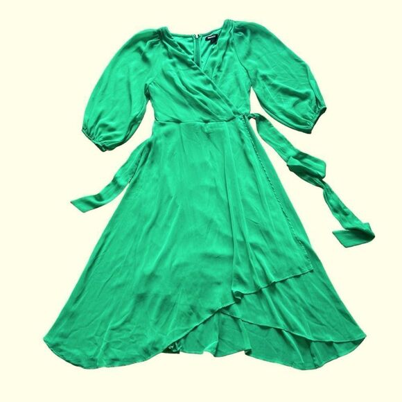 DKNY Bright Green Self Belt Flowy Dress Size 4 - Picture 1 of 14